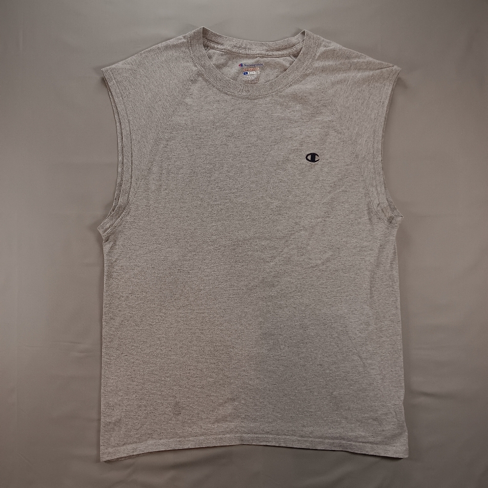 Champion Men' Classic Crew Neck Sleeveless Muscle T-Shirt Athltic Gray L